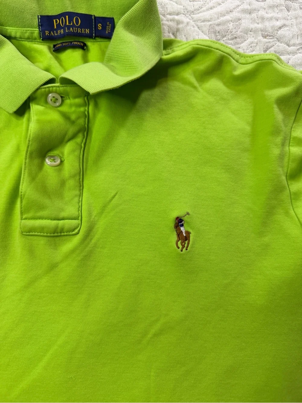 Men's Lauren Ralph Lauren Polo Shirt Bright Green Lime Short Sleeve Size Small